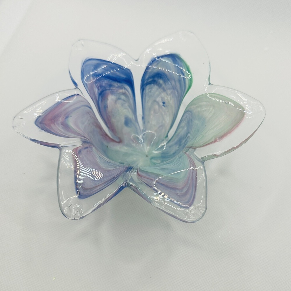 Vintage Murano Glass Hand Blown Tealight Candle Holder Made In Italy